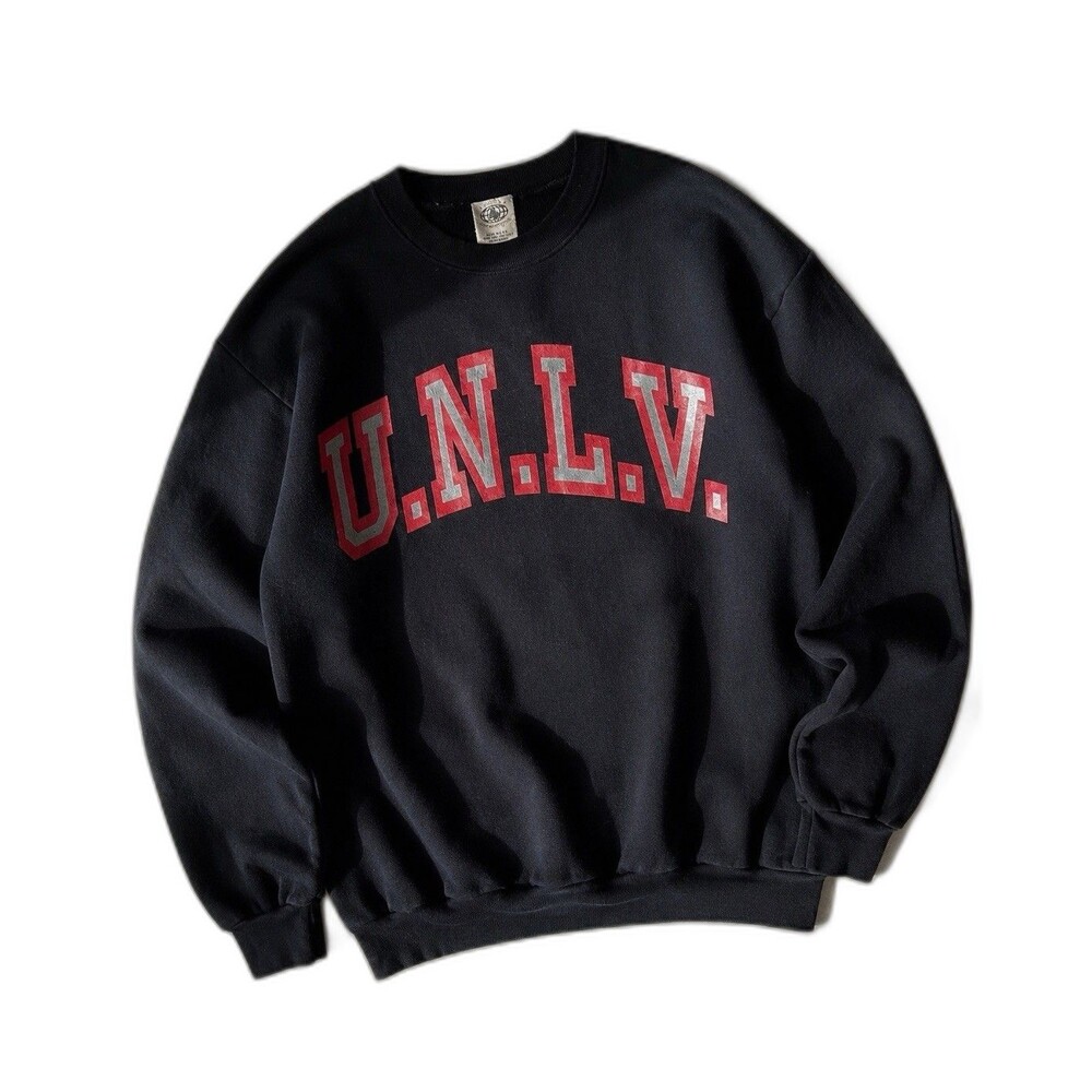 Vintage UNLV Crewneck Sweatshirt USA Made Black Red Oversized Adult XL Spell Out